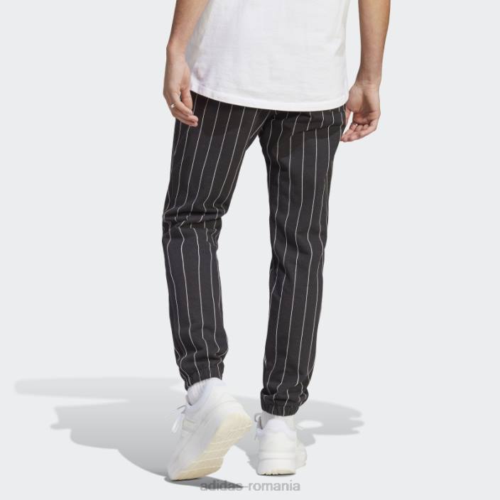 Adidas pantaloni de jogging din fleece cu dungi negre bărbați negru 2JBN13435