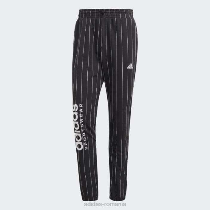 Adidas pantaloni de jogging din fleece cu dungi negre bărbați negru 2JBN13435