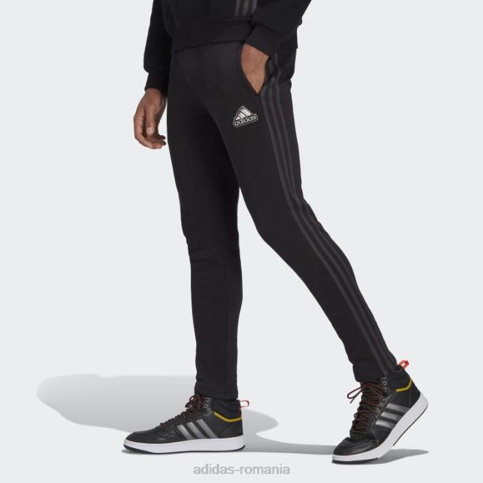 Adidas pantaloni de jogging din fleece, negri essentials bărbați negru/carbon 2JBN14740