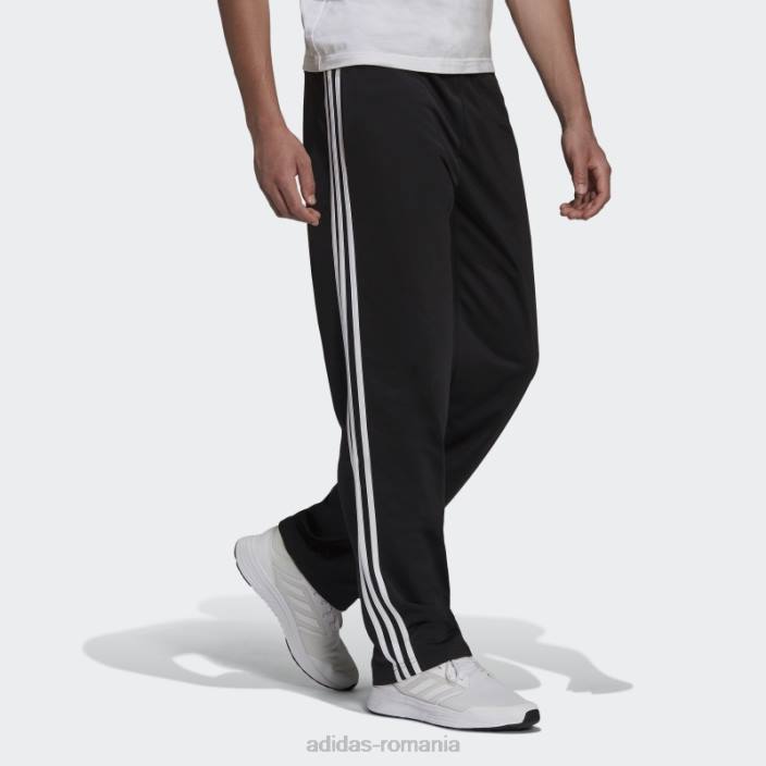 Adidas pantaloni de sport cu 3 dungi negri primegreen essentials pentru încălzire cu tiv deschis bărbați alb negru 2JBN1409