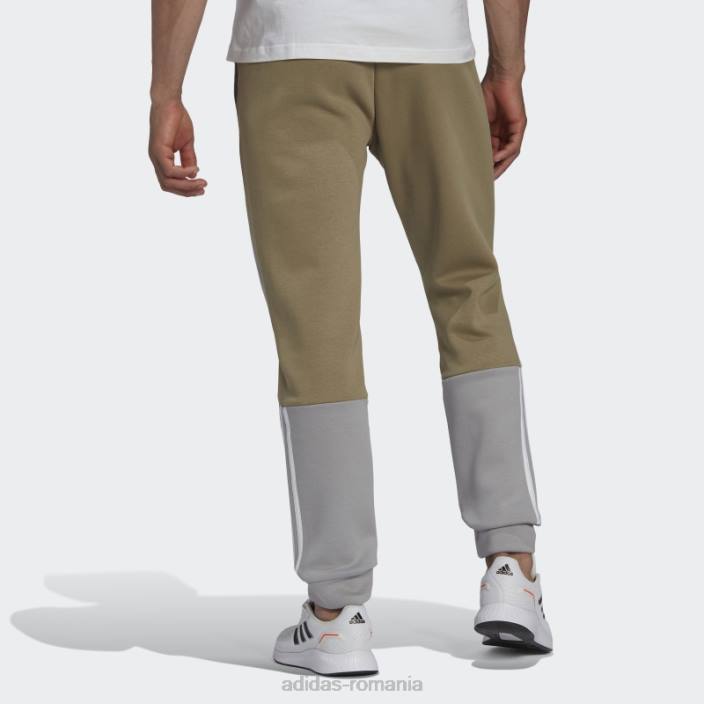 Adidas pantaloni din fleece mgh solid gri essentials colorblock bărbați mgh gri solid/verde orbită 2JBN5249