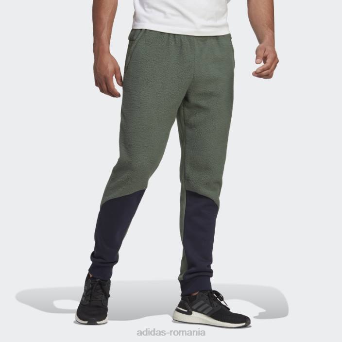 Adidas pantaloni din fleece sherpa colorblock verde oxid adidas bărbați oxid/cerneală verde 2JBN1293