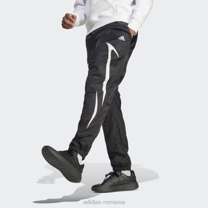 Adidas pantaloni țesuți colorblock negri bărbați alb negru 2JBN5828