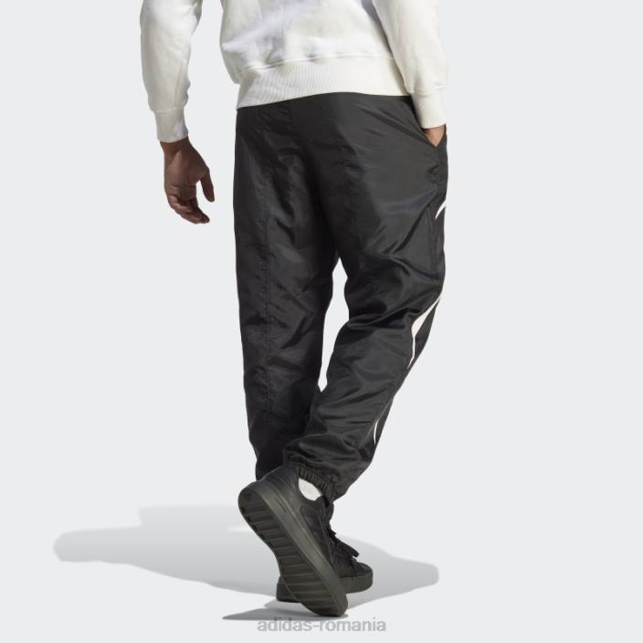 Adidas pantaloni țesuți colorblock negri bărbați alb negru 2JBN5828