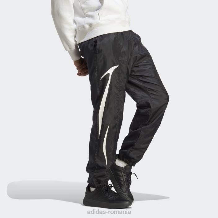 Adidas pantaloni țesuți colorblock negri bărbați alb negru 2JBN5828