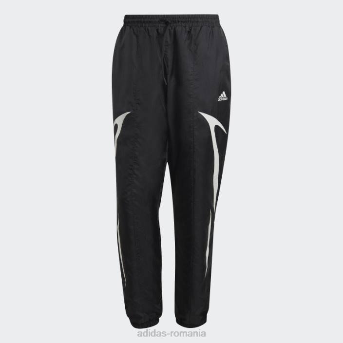 Adidas pantaloni țesuți colorblock negri bărbați alb negru 2JBN5828