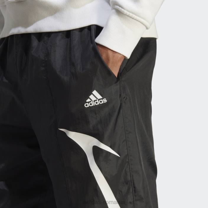 Adidas pantaloni țesuți colorblock negri bărbați alb negru 2JBN5828