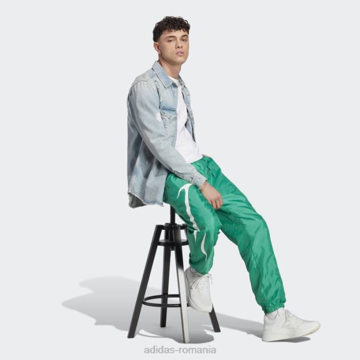 Adidas pantaloni țesuți colorblock verde curte adidas bărbați verde curte/alb 2JBN6021