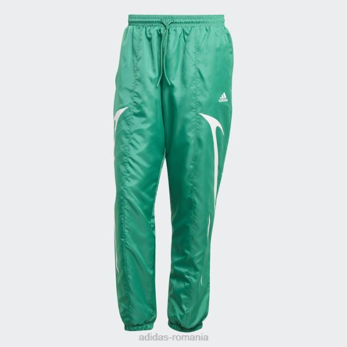 Adidas pantaloni țesuți colorblock verde curte adidas bărbați verde curte/alb 2JBN6021