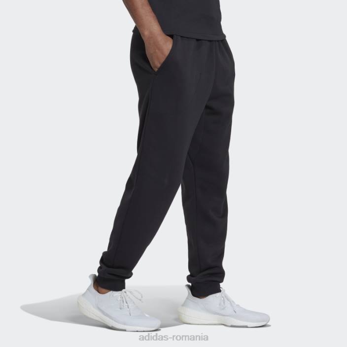 Adidas pantaloni fleece studio lounge negri bărbați negru 2JBN7550