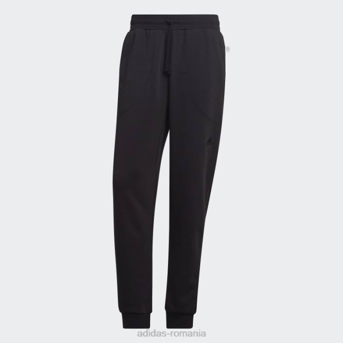 Adidas pantaloni fleece studio lounge negri bărbați negru 2JBN7550