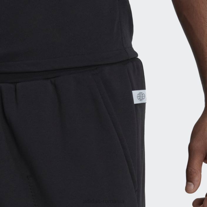 Adidas pantaloni fleece studio lounge negri bărbați negru 2JBN7550