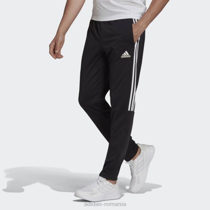 Adidas pantaloni negri aeroready sereno subțiri, cu croiala conică, cu trei dungi bărbați alb negru 2JBN6214
