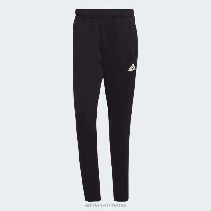 Adidas pantaloni negri aeroready sereno subțiri, cu croiala conică, cu trei dungi bărbați alb negru 2JBN6214