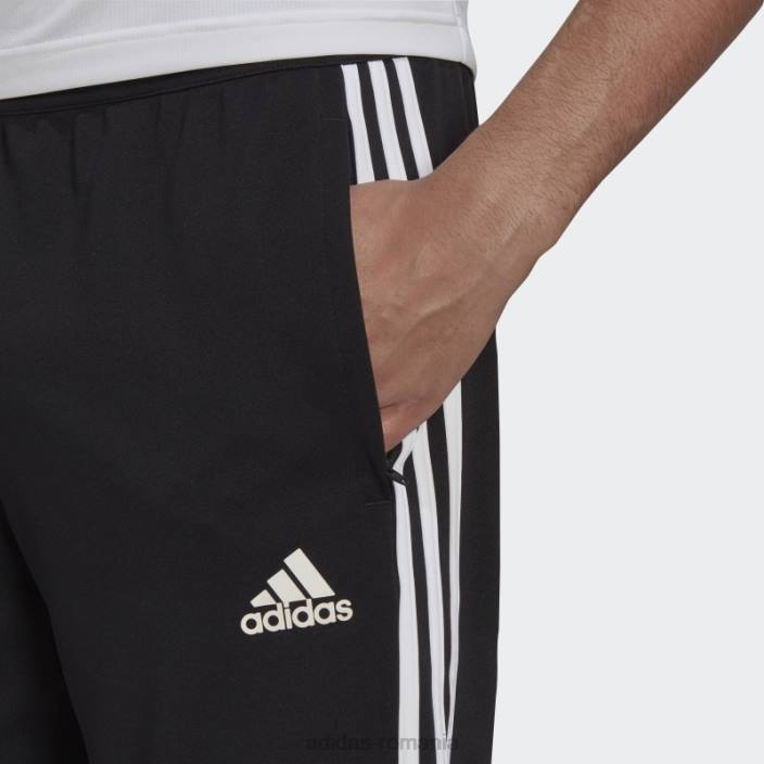 Adidas pantaloni negri aeroready sereno subțiri, cu croiala conică, cu trei dungi bărbați alb negru 2JBN6214
