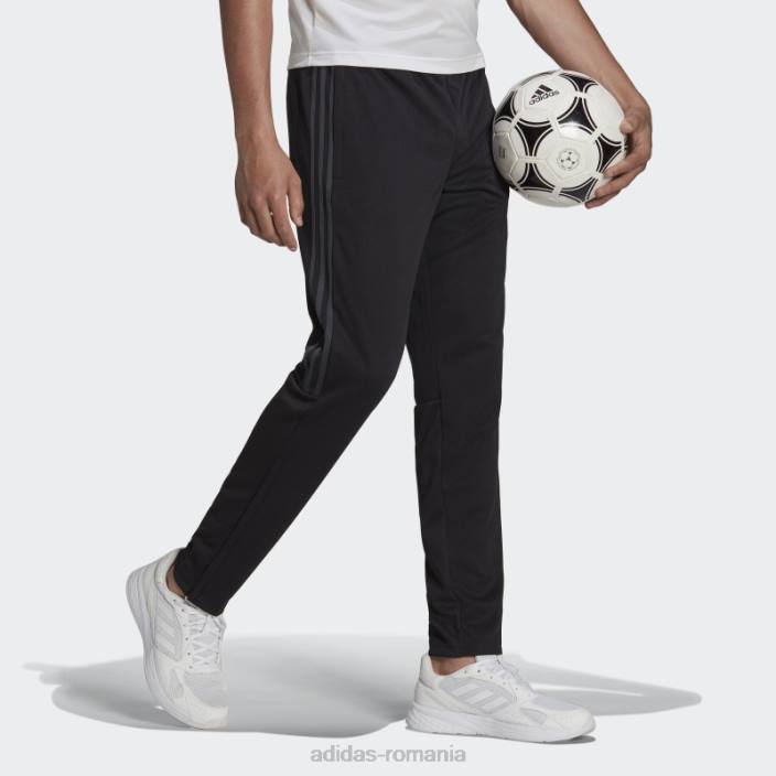 Adidas pantaloni negri aeroready sereno subțiri, cu croiala conică, cu trei dungi bărbați gri inchis 2JBN4967