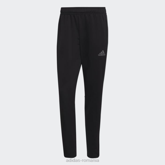 Adidas pantaloni negri aeroready sereno subțiri, cu croiala conică, cu trei dungi bărbați gri inchis 2JBN4967