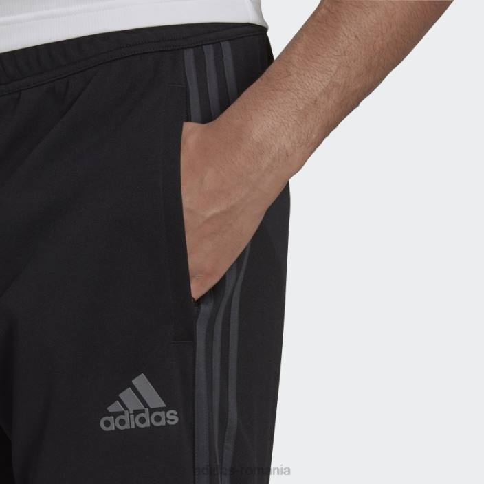 Adidas pantaloni negri aeroready sereno subțiri, cu croiala conică, cu trei dungi bărbați gri inchis 2JBN4967
