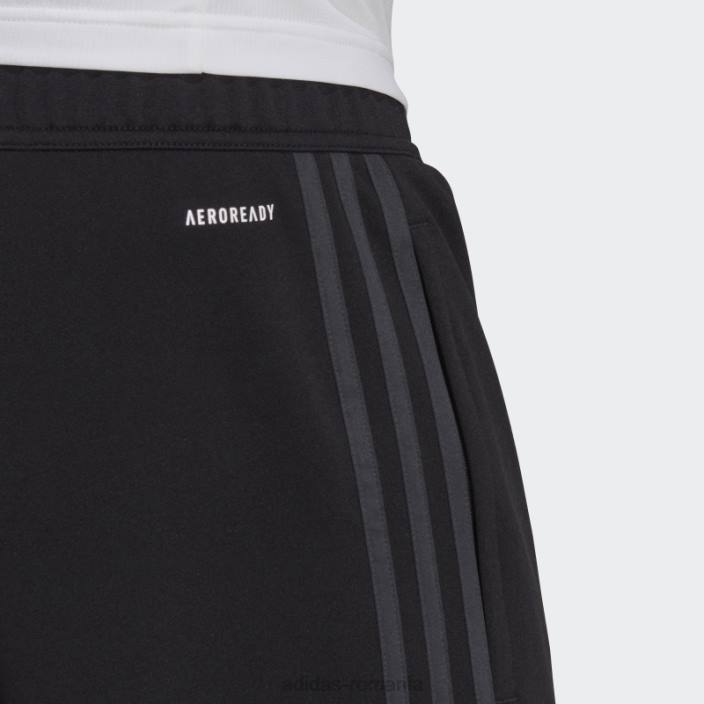 Adidas pantaloni negri aeroready sereno subțiri, cu croiala conică, cu trei dungi bărbați gri inchis 2JBN4967