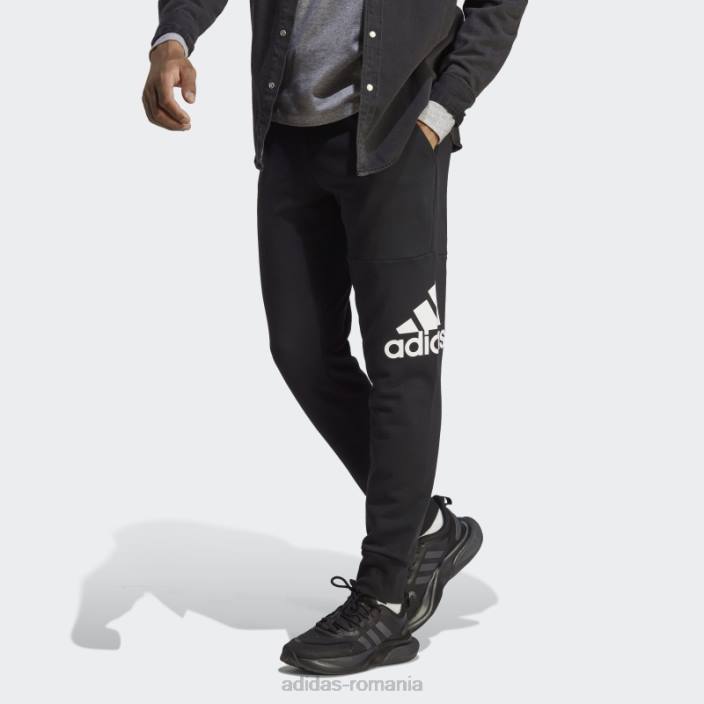 Adidas pantaloni negri cu logo-ul cu manșete conice French Terry adidas bărbați negru 2JBN6807