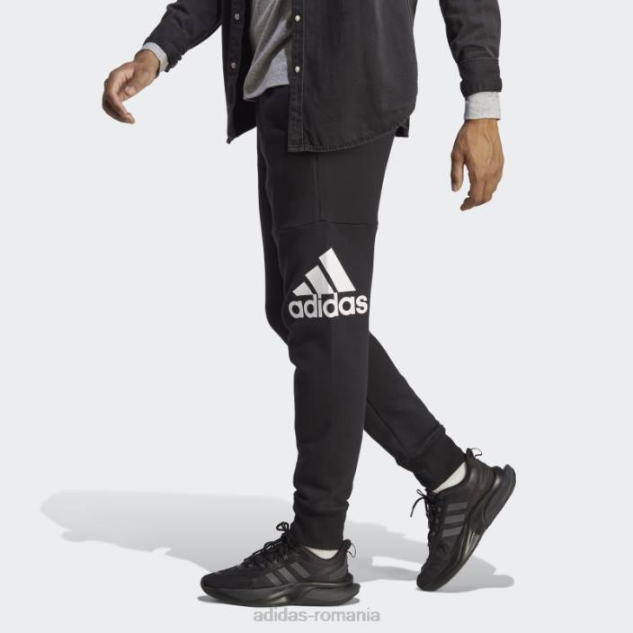 Adidas pantaloni negri cu logo-ul cu manșete conice French Terry adidas bărbați negru 2JBN6807