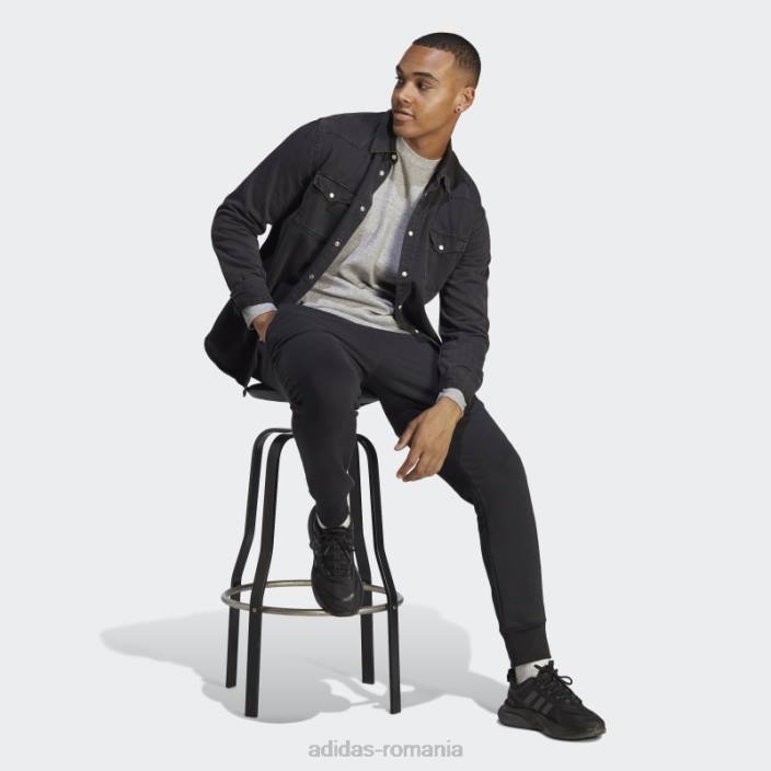 Adidas pantaloni negri cu logo-ul cu manșete conice French Terry adidas bărbați negru 2JBN6807