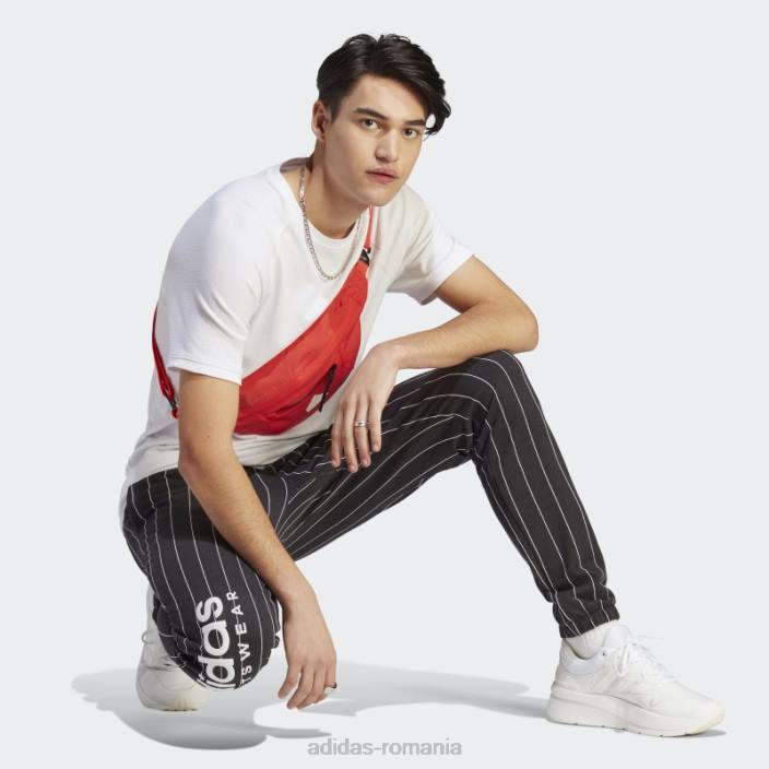 Adidas pantaloni negri din lână cu dungi bărbați negru 2JBN4966