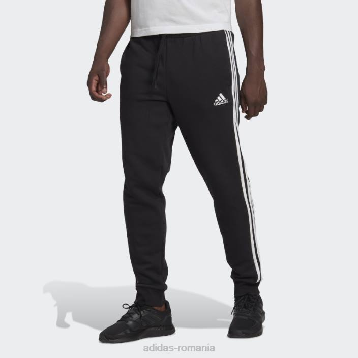 Adidas pantaloni negri din lână, cu manșete, cu trei dungi, adidas bărbați alb negru 2JBN1182