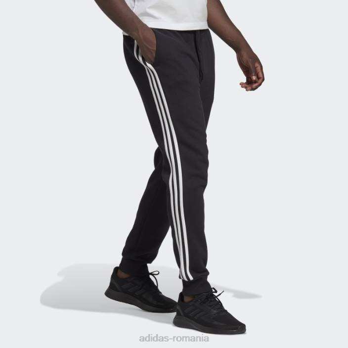 Adidas pantaloni negri din lână, cu manșete, cu trei dungi, adidas bărbați alb negru 2JBN1182