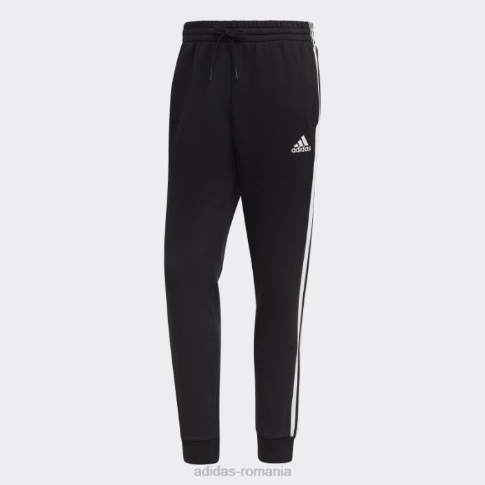 Adidas pantaloni negri din lână, cu manșete, cu trei dungi, adidas bărbați alb negru 2JBN1182