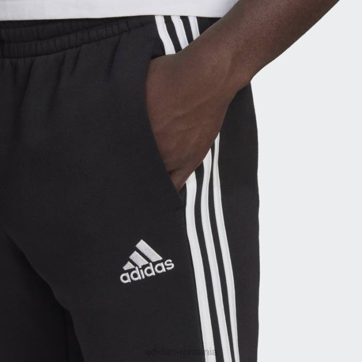 Adidas pantaloni negri din lână, cu manșete, cu trei dungi, adidas bărbați alb negru 2JBN1182
