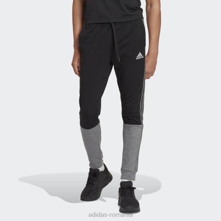 Adidas pantaloni negri essentials mélange french terry bărbați melange negru 2JBN6779