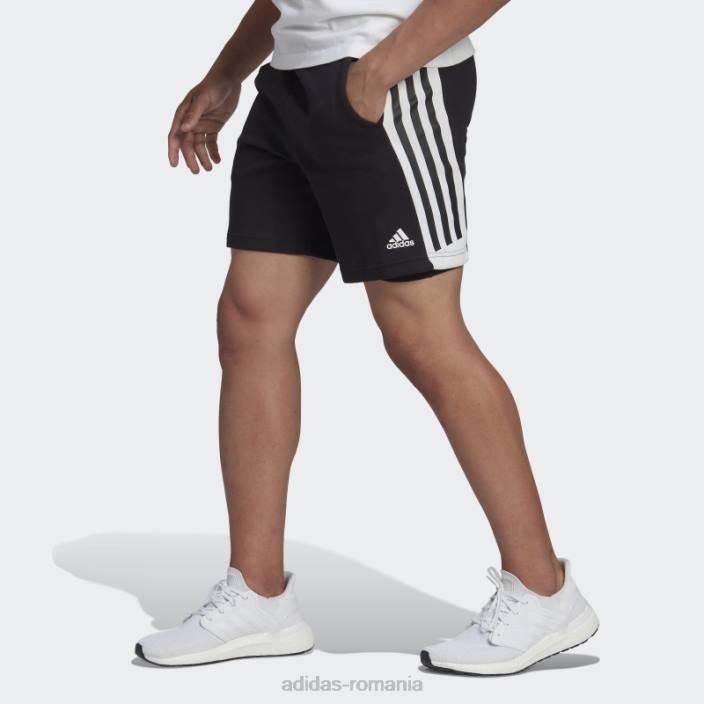 Adidas pantaloni scurți adidas cu 3 dungi cu icoane future negre bărbați negru 2JBN14649
