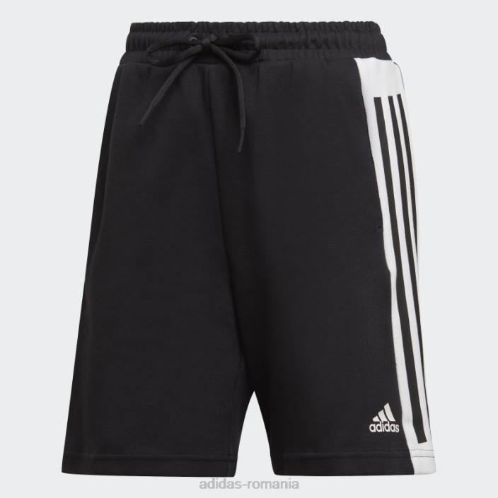 Adidas pantaloni scurți adidas cu 3 dungi cu icoane future negre bărbați negru 2JBN14649