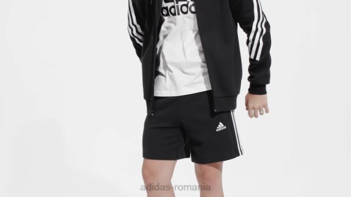 Adidas pantaloni scurți adidas negru essentials french terry cu 3 dungi bărbați negru 2JBN4941