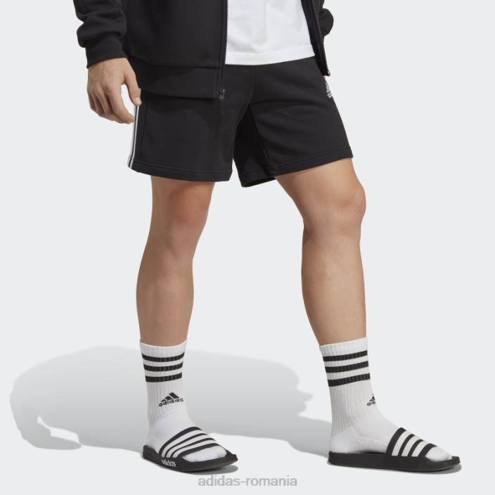 Adidas pantaloni scurți adidas negru essentials french terry cu 3 dungi bărbați negru 2JBN4941