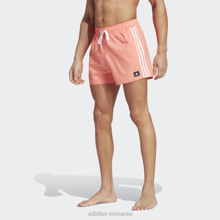 Adidas pantaloni scurți de baie clx coral 3 dungi bărbați coral/alb 2JBN14464