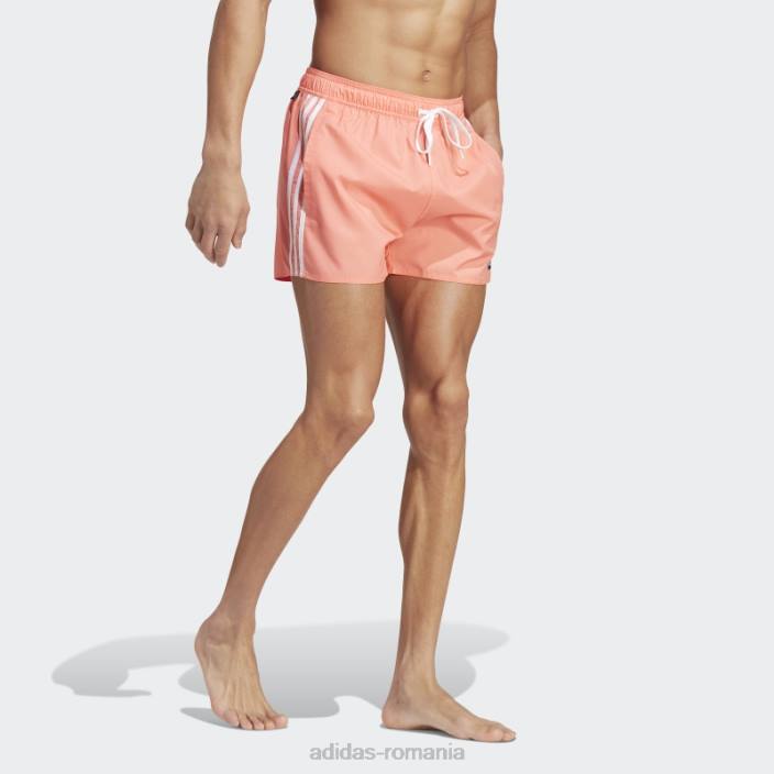 Adidas pantaloni scurți de baie clx coral 3 dungi bărbați coral/alb 2JBN14464