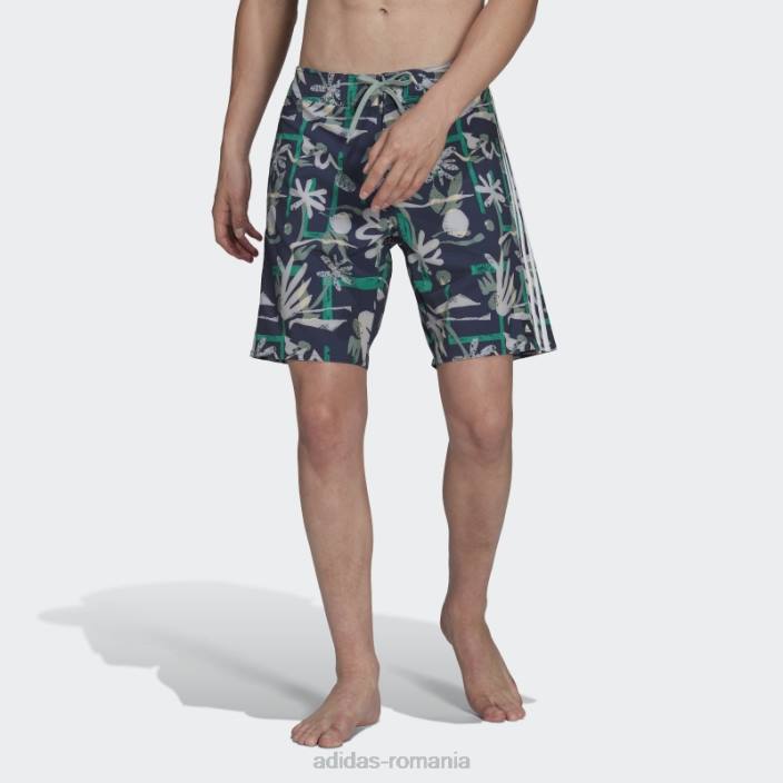 Adidas pantaloni scurți de plajă cu flori de sezon bleumarin bărbați bleumarin/verde argintiu 2JBN14158