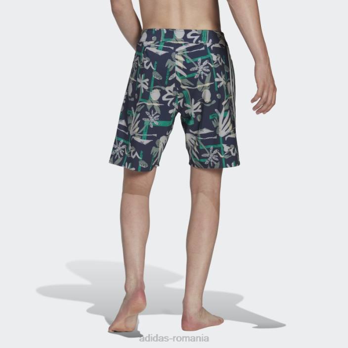 Adidas pantaloni scurți de plajă cu flori de sezon bleumarin bărbați bleumarin/verde argintiu 2JBN14158