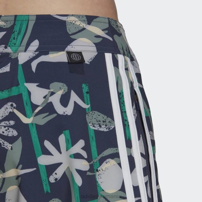 Adidas pantaloni scurți de plajă cu flori de sezon bleumarin bărbați bleumarin/verde argintiu 2JBN14158