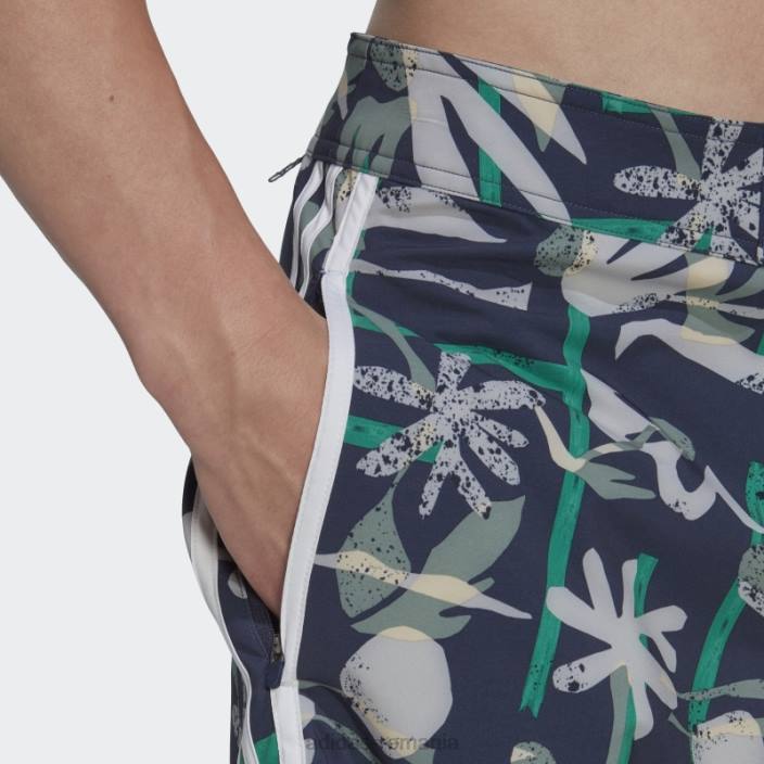 Adidas pantaloni scurți de plajă cu flori de sezon bleumarin bărbați bleumarin/verde argintiu 2JBN14158