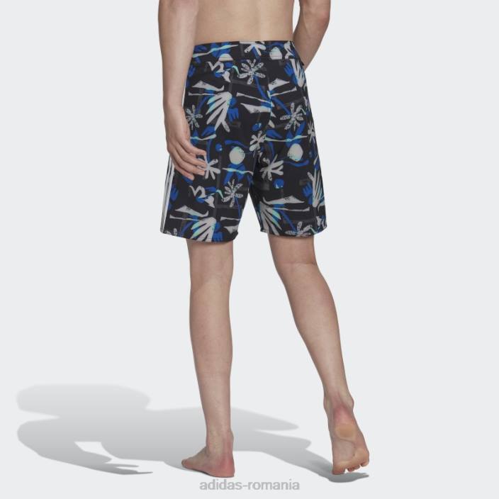 Adidas pantaloni scurți de plajă cu flori de sezon, negri bărbați negru/albastru 2JBN13963