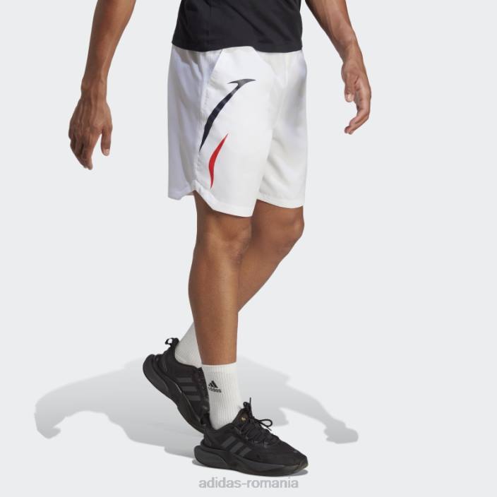 Adidas pantaloni scurți țesuți colorblock alb bărbați alb negru 2JBN6104