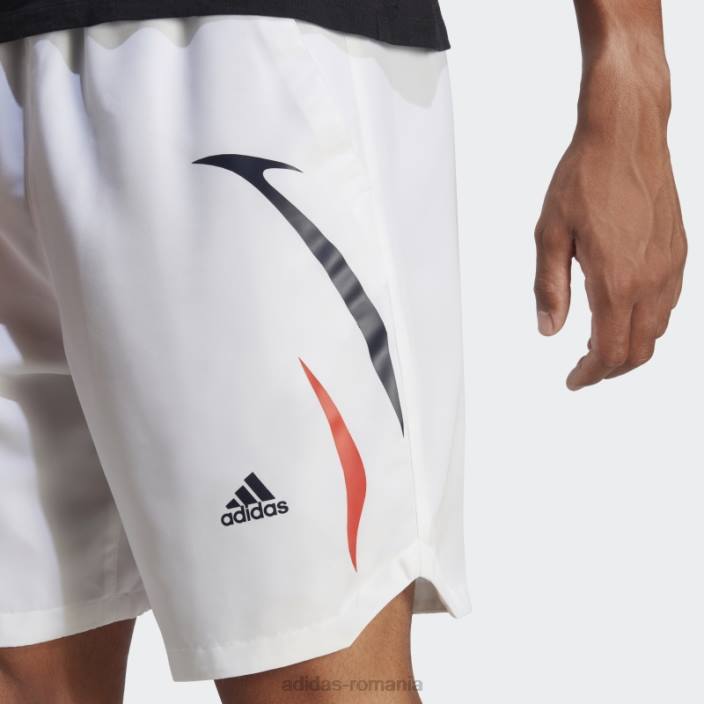 Adidas pantaloni scurți țesuți colorblock alb bărbați alb negru 2JBN6104