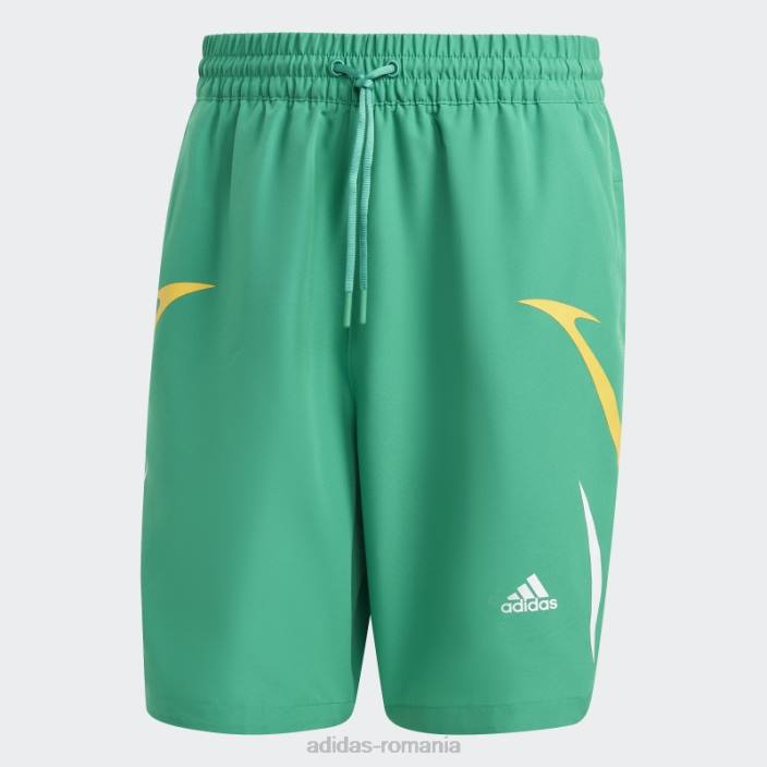 Adidas pantaloni scurți țesuți colorblock verde curte adidas bărbați verde curte/alb 2JBN5832