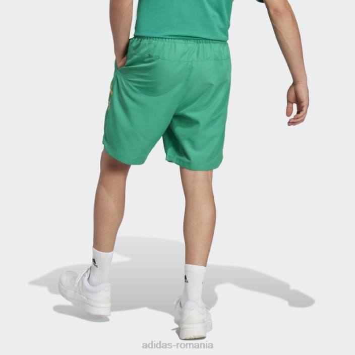 Adidas pantaloni scurți țesuți colorblock verde curte bărbați verde curte/alb 2JBN14503