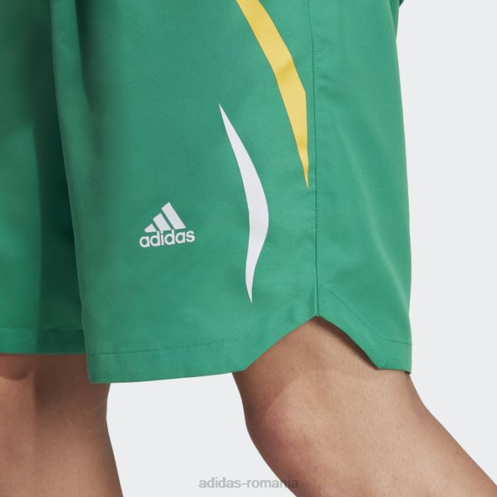Adidas pantaloni scurți țesuți colorblock verde curte bărbați verde curte/alb 2JBN14503