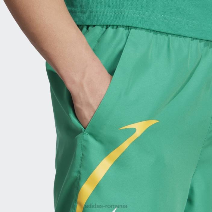 Adidas pantaloni scurți țesuți colorblock verde curte bărbați verde curte/alb 2JBN14503