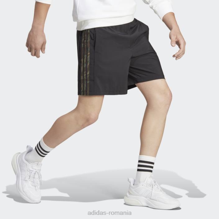 Adidas pantaloni scurți negri aeroready essentials chelsea cu 3 dungi bărbați negru/măsliniu 2JBN13511